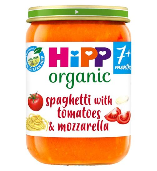 HiPP Organic Spaghetti with tomatoes & mozzarella Baby Food Jar 7+ Months 190g