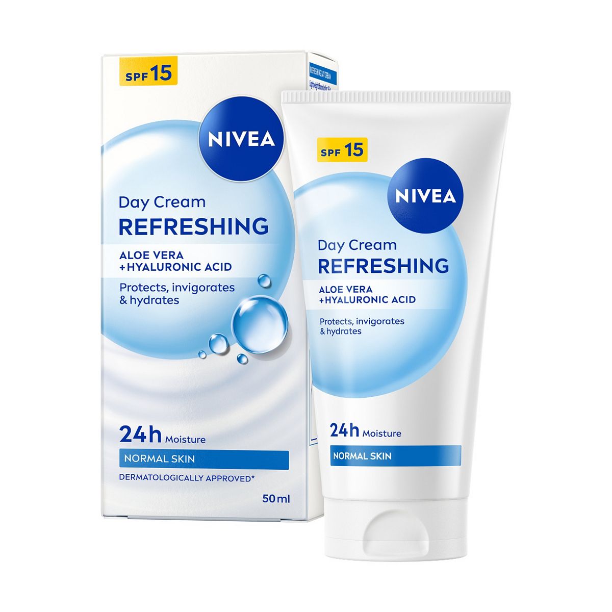Nivea 24H Moisture Refreshing Day Cream With Vitamin E For Normal Skin Spf15 50Ml