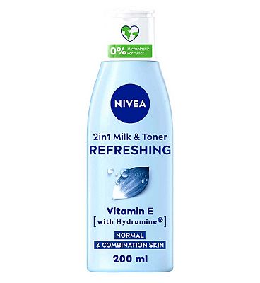 NIVEA Refreshing 2in1 Milk & Toner with Vitamin E for Normal & Combination Skin, 200ml