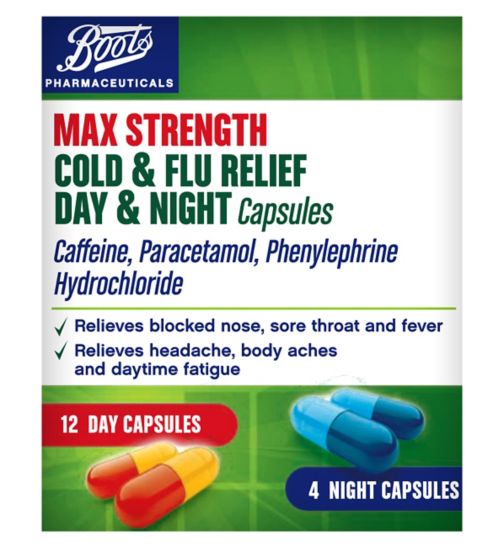 Boots Max Strength Cold and Flu Day and Night Capsules - 12 day and 4 night