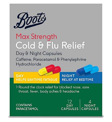 Boots Max Strength Cold and Flu Day and Night Capsules OCo 12 day and 4 night