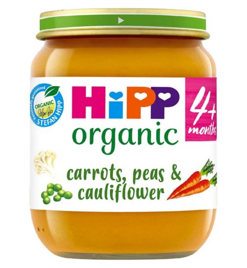 HiPP Organic Carrots Peas & Cauliflower Baby Food Jar 4+ Months 125g