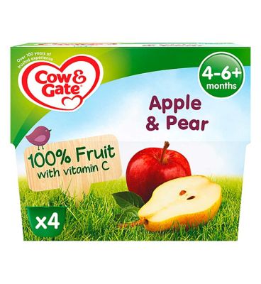 Cow & Gate Apple & Pear Fruit Puree Pots 4x 100g