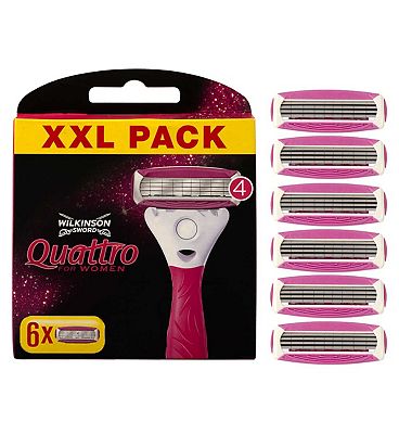 Wilkinson Sword Intuition Quattro 6 Women's Razor Blade Refills Xl Pack