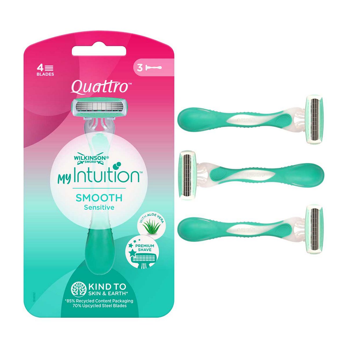 Wilkinson Sword Quattro For Women Sensitive Disposable Razors 3S