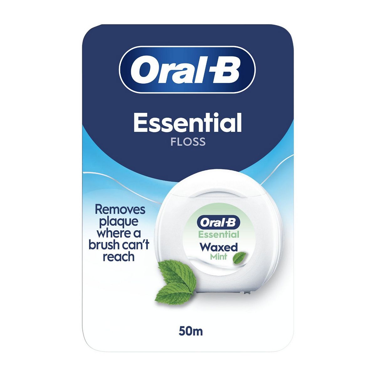 Oral B Oral-B Essential Floss - Removes Plaque Waxed Dental For Tight Spaces Mint Flavour 50M