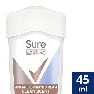 Sure Maximum Protection Anti-perspirant Cream Stick Clean Scent for 3x stronger* sweat protection 96