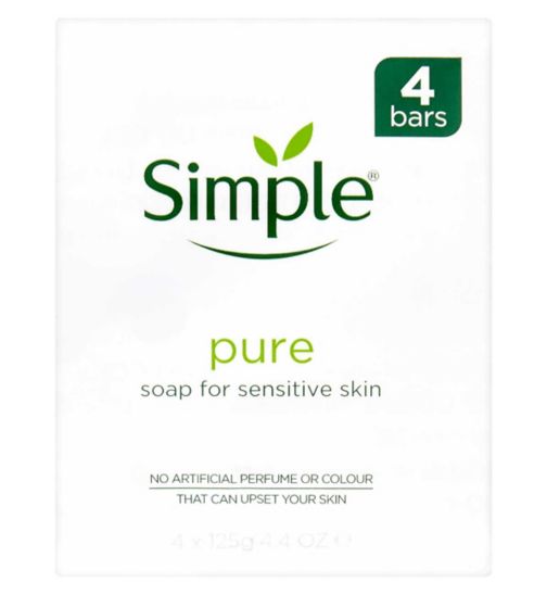 Simple Pure Soap Bar for Sensitive Skin 4 x 125g