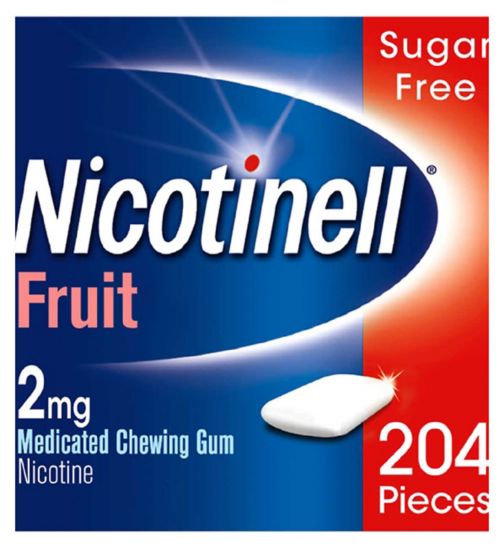 Nicotinell Gum Stop Smoking Aid 2 mg Fruit 204 Pieces
