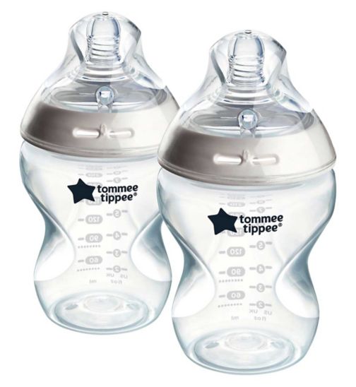 Tommee Tippee Closer to Nature Baby Bottles with Anti-Colic Valve - 2 Pack 260ml