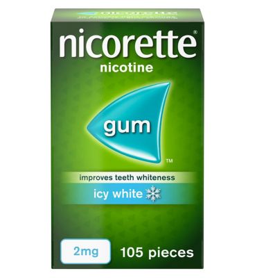 Nicorette Icy White 2mg Nicotine Gum 105 pieces (Stop Smoking Aid)