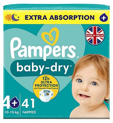 Pampers Baby-Dry Nappy Pants Size 7, 25 Nappies, 17kg+, Essential Pack, £12.00