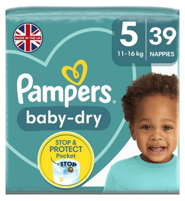Pampers Baby-Dry Nappies Size 5 Essential Pack - 39 Nappies