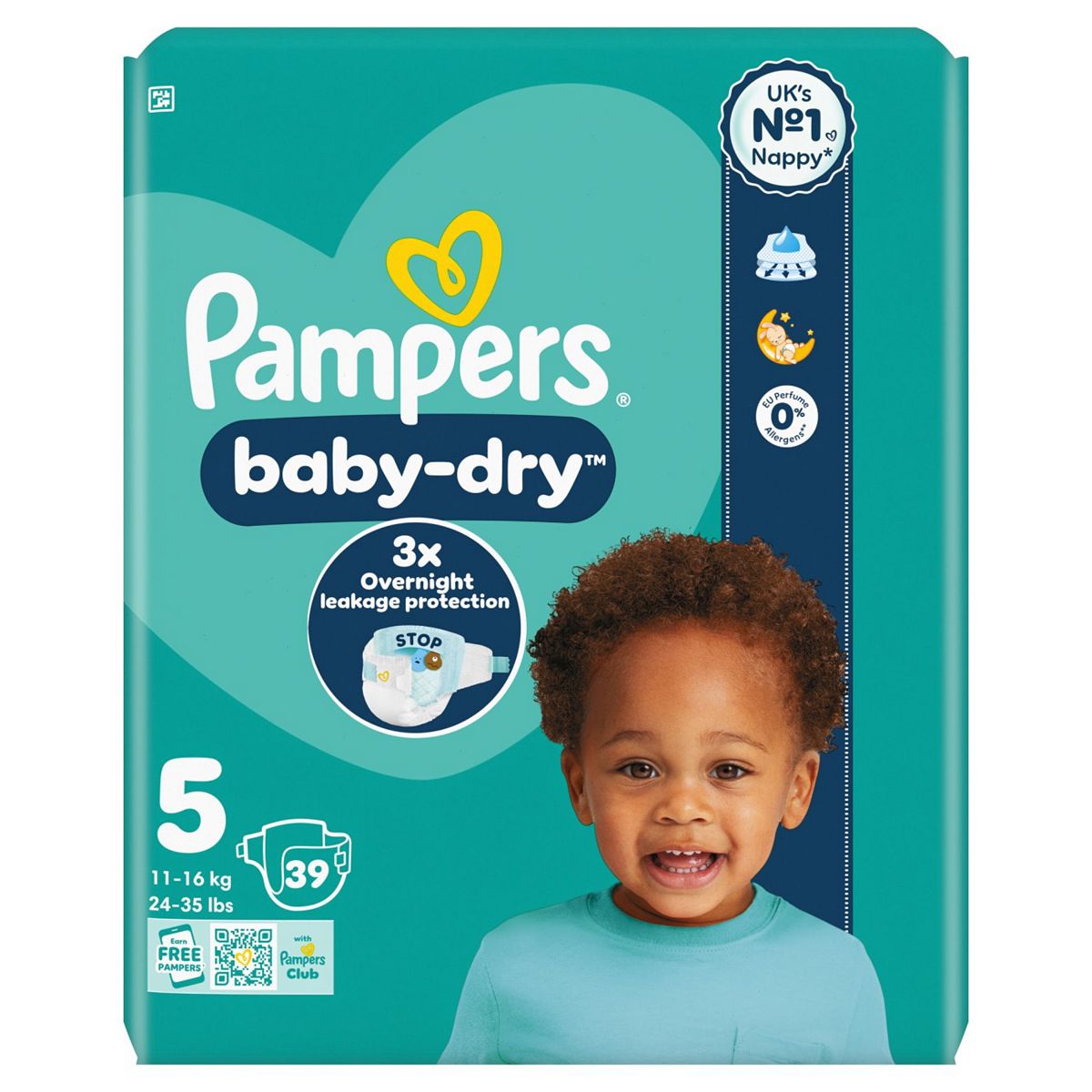 Pampers Baby-Dry Size 5, 39 Nappies, 11-16Kg, Essential Pack