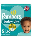 Pampers Baby-Dry Size 4+, 41 Nappies, 10kg-15kg, Essential Pack