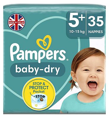 Pampers Baby-Dry Size 5+ Nappies Essential Pack - 35 Nappies