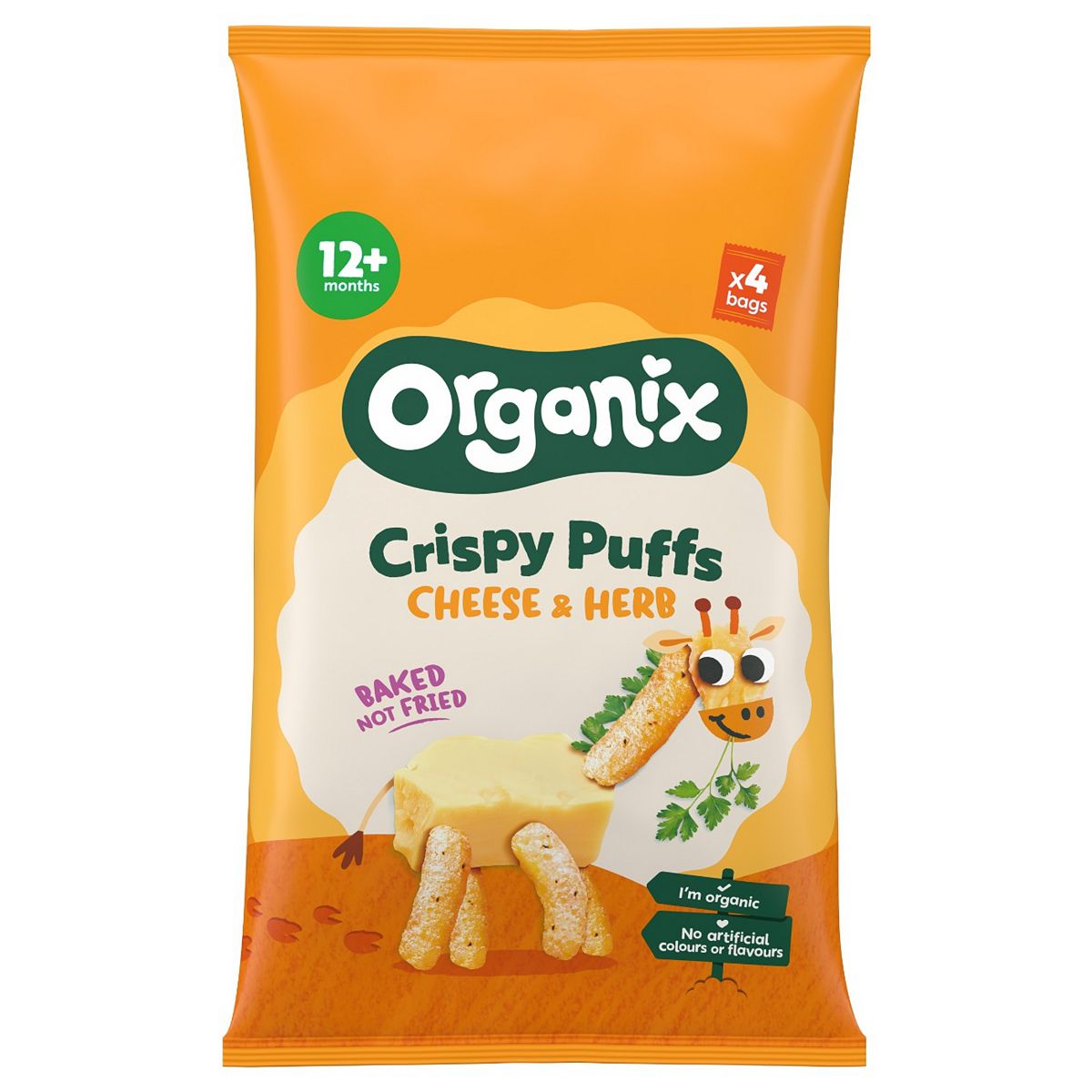 Organix Cheese & Herb Organic Crispy Toddler Puffs Snack Multipack 4X15G 12 Months Plus