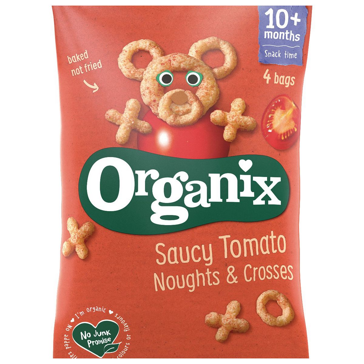 Organix Tomato Noughts & Crosses Toddler Snack Corn Puffs Multipack 4X15g