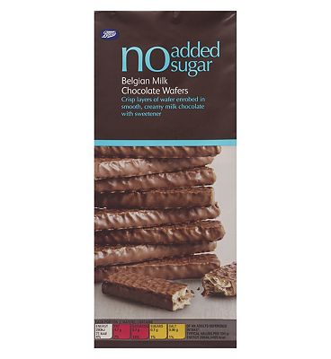 Boots No added sugar Belgian Milk Chocolate Wafers - 100g