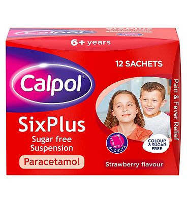 Calpol SixPlus Sugar Free Suspension Strawberry Flavour 6+ Years 12x5ml sachets