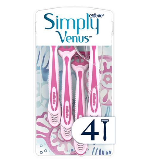 Gillette Simply Venus 3 Women's Disposable Razors, 4 Pack