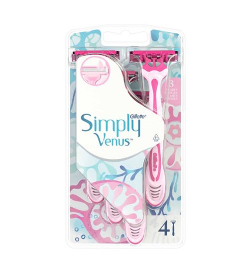 Gillette Venus Simply 3 Disposable Razors, Pack Of 4