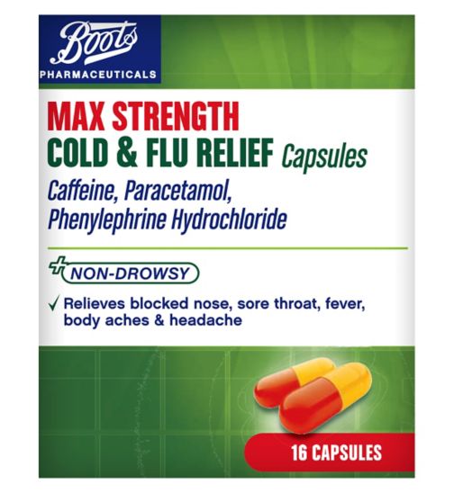 Boots Max Strength Cold & Flu Relief Capsules - 16 Capsules