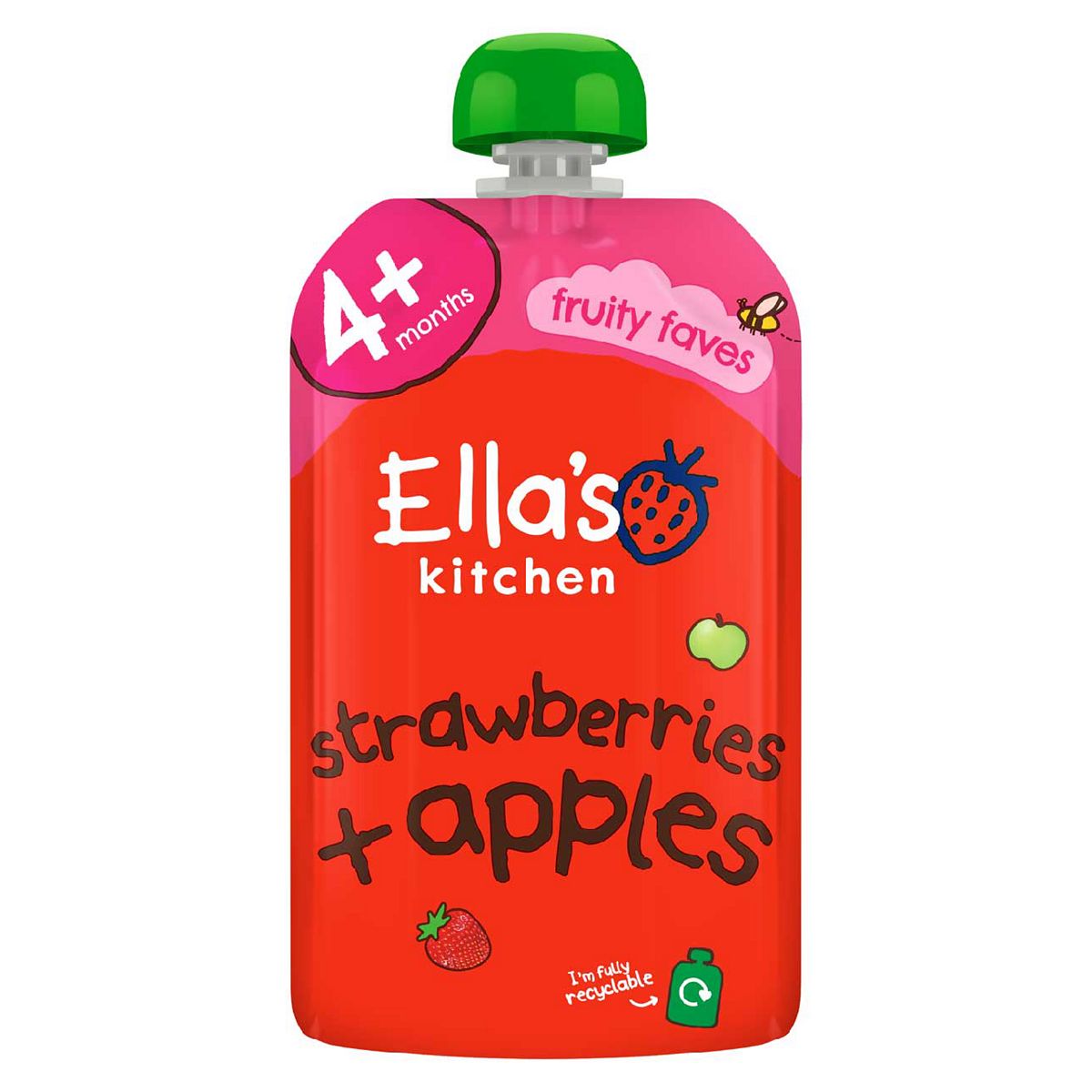 Ella's Kitchen Organic Strawberries And Apples Baby Food Pouch 4+ Months 120G