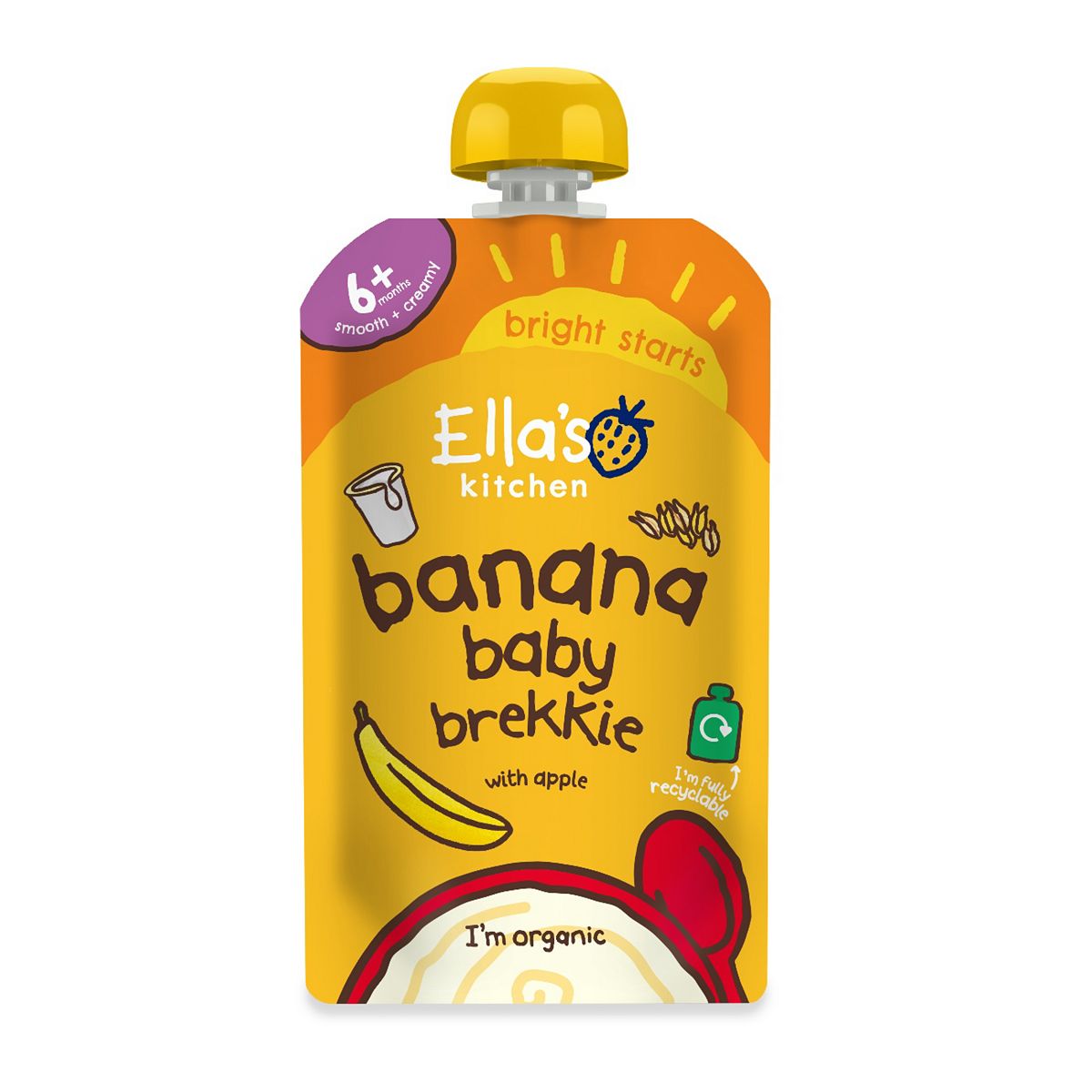 Ella's Kitchen Organic Banana Baby Brekkie Food Breakfast Pouch 6+ Months 100g