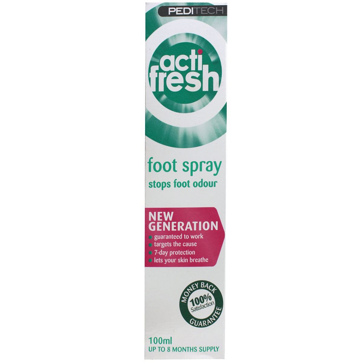 Peditech Actifresh Foot Odour Spray 100Ml - Up To 8 Months Supply