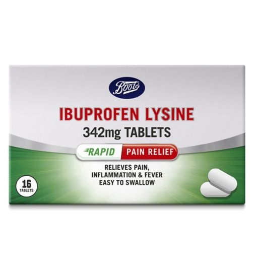 Boots Ibuprofen Lysine 342 mg Tablets - 16 tablets