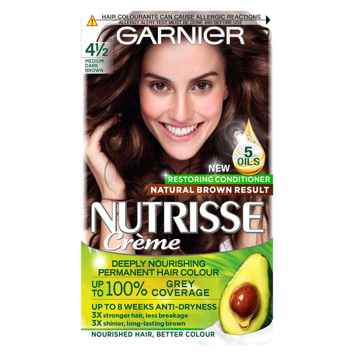 Garnier Nutrisse Crème Hair Dye, Vegan, 4.5 Medium Dark Brown
