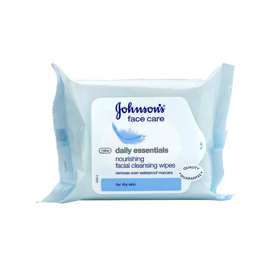 Johnsons Daily Essentials Nourishing Facial Cleansing Wipes, for Dry 