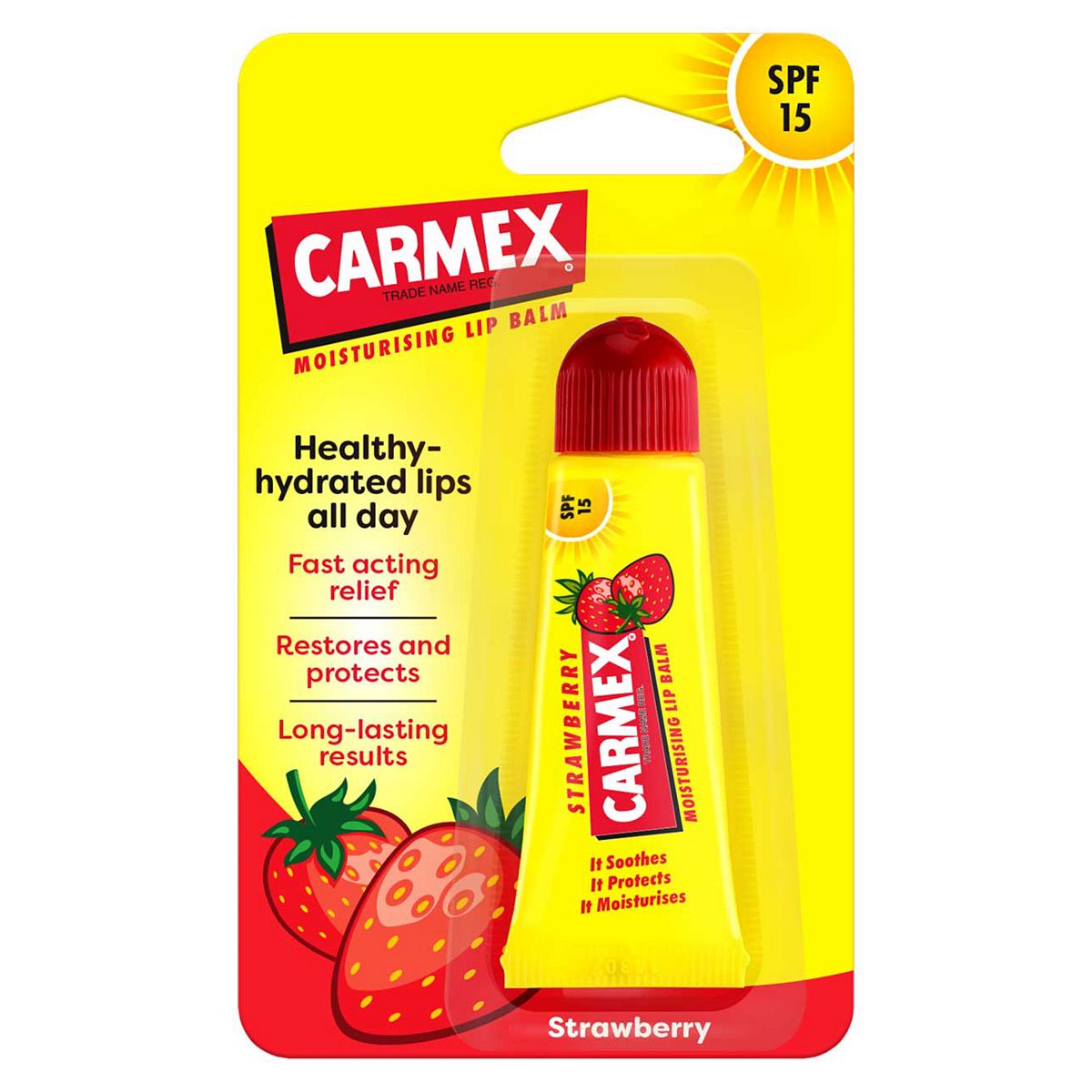 Carmex Strawberry Lip Balm Spf15 Tube 10g