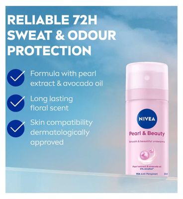NIVEA Pearl & Beauty 72h Anti-Perspirant Deodorant Mini Spray 35ml (7)