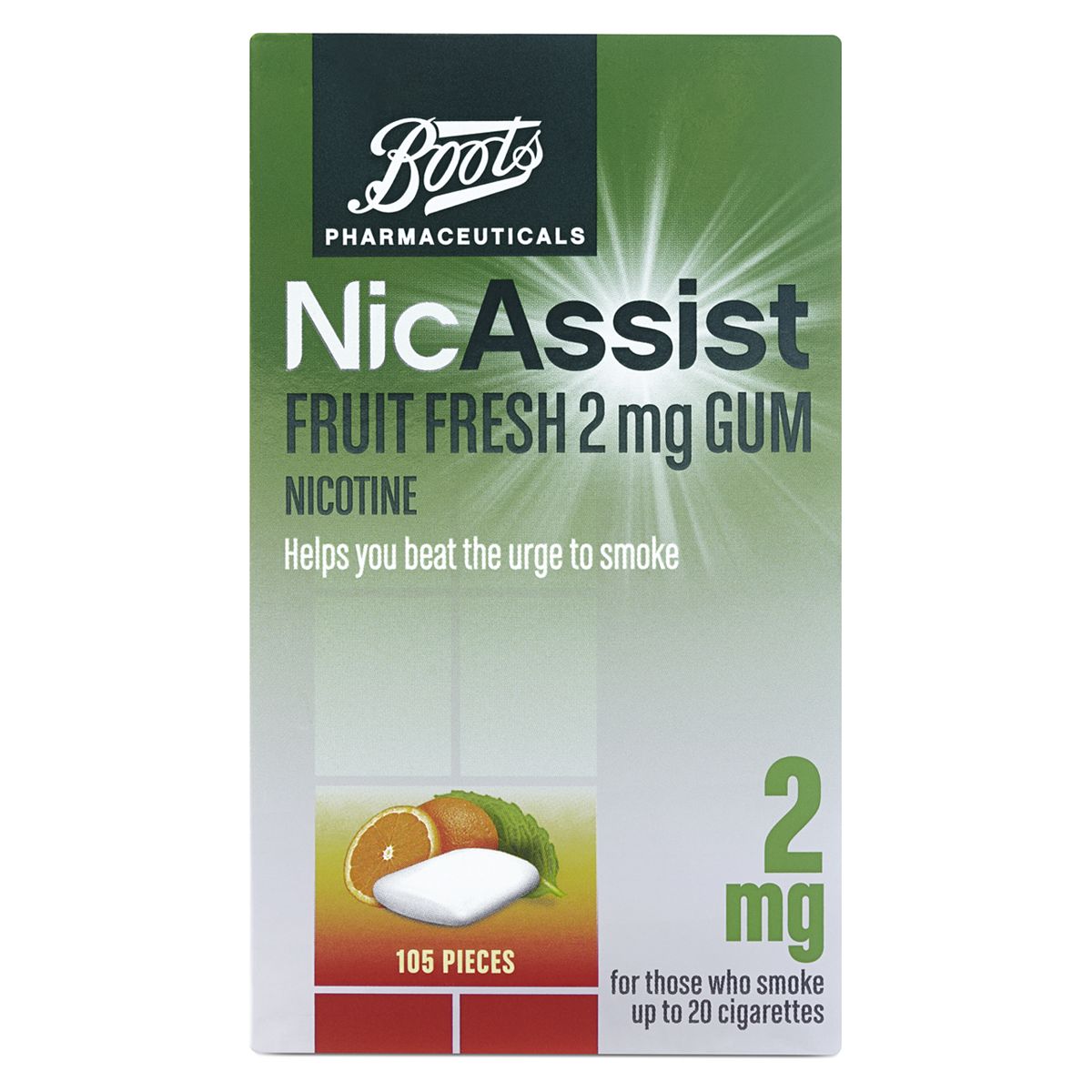 Boots Nicassist Fruit Fresh 2Mg Gum- 105 Pieces
