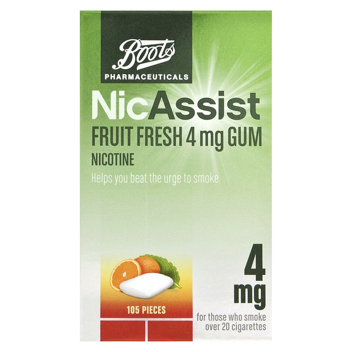 Boots Nicassist Fruit Fresh 4Mg Gum- 105 Pieces