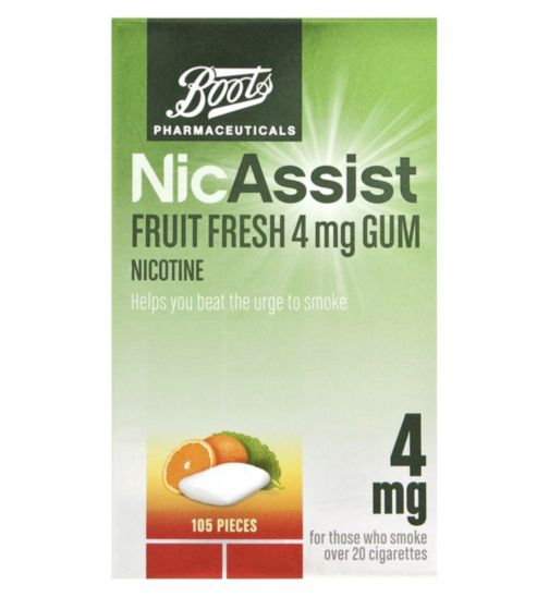 Boots NicAssist Fruit Fresh 4mg Gum- 105 Pieces
