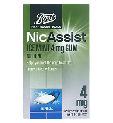 Boots Pharmaceuticals NicAssist Ice Mint 4mg Gum- 105 Pieces 4mg