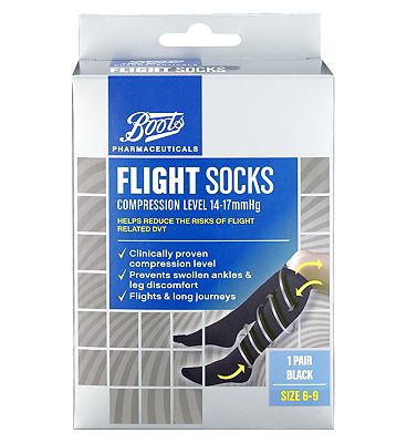 Boots Flight Socks Compression Level 14-17mmHg Size 6-9- 1 Pair - Boots