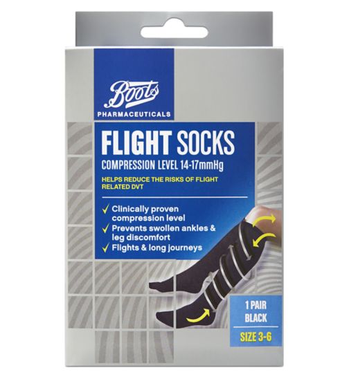 Boots Flight Socks (14-17mmHg) Size 3-6- 1 Pair - Boots Ireland