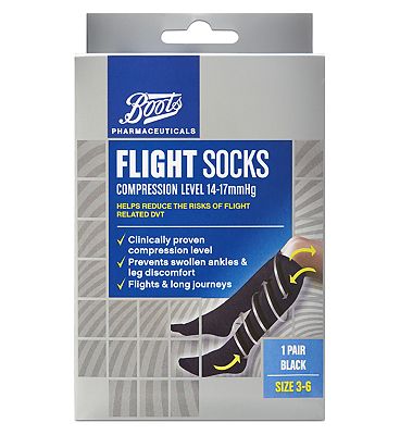 Boots  Flight Socks (14-17mmHg) Size 3-6- 1 Pair