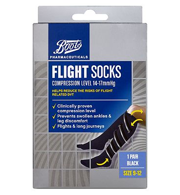 Boots  Flight Socks (14-17mmHg) Size 9-12- 1 Pair