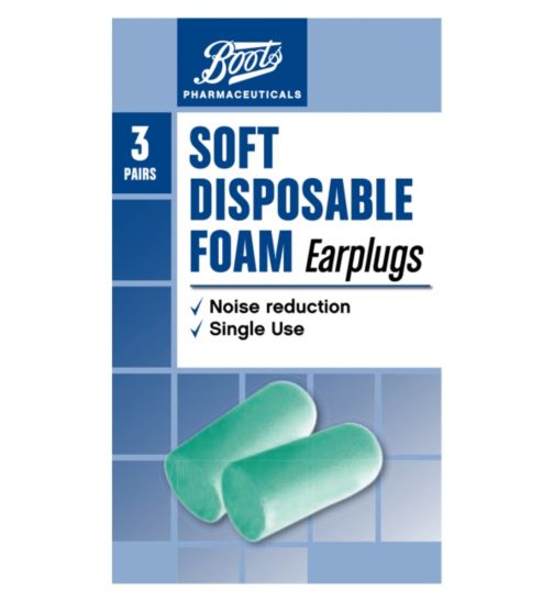 Boots Pharmaceuticals Soft Disposable Foam Earplugs - 3 Pairs with Carry Case