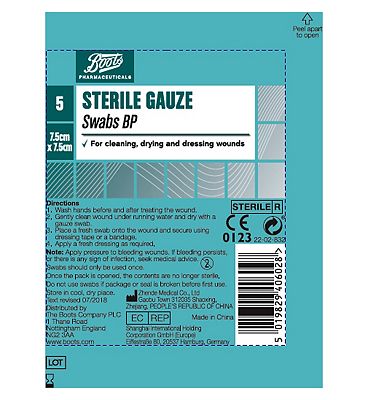 Boots Sterile Gauze Swabs (7.5cm x 7.5cm) - Pack of 5