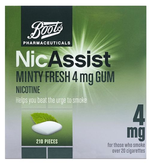 Boots NicAssist Minty Fresh 4mg Gum - 210 Pieces