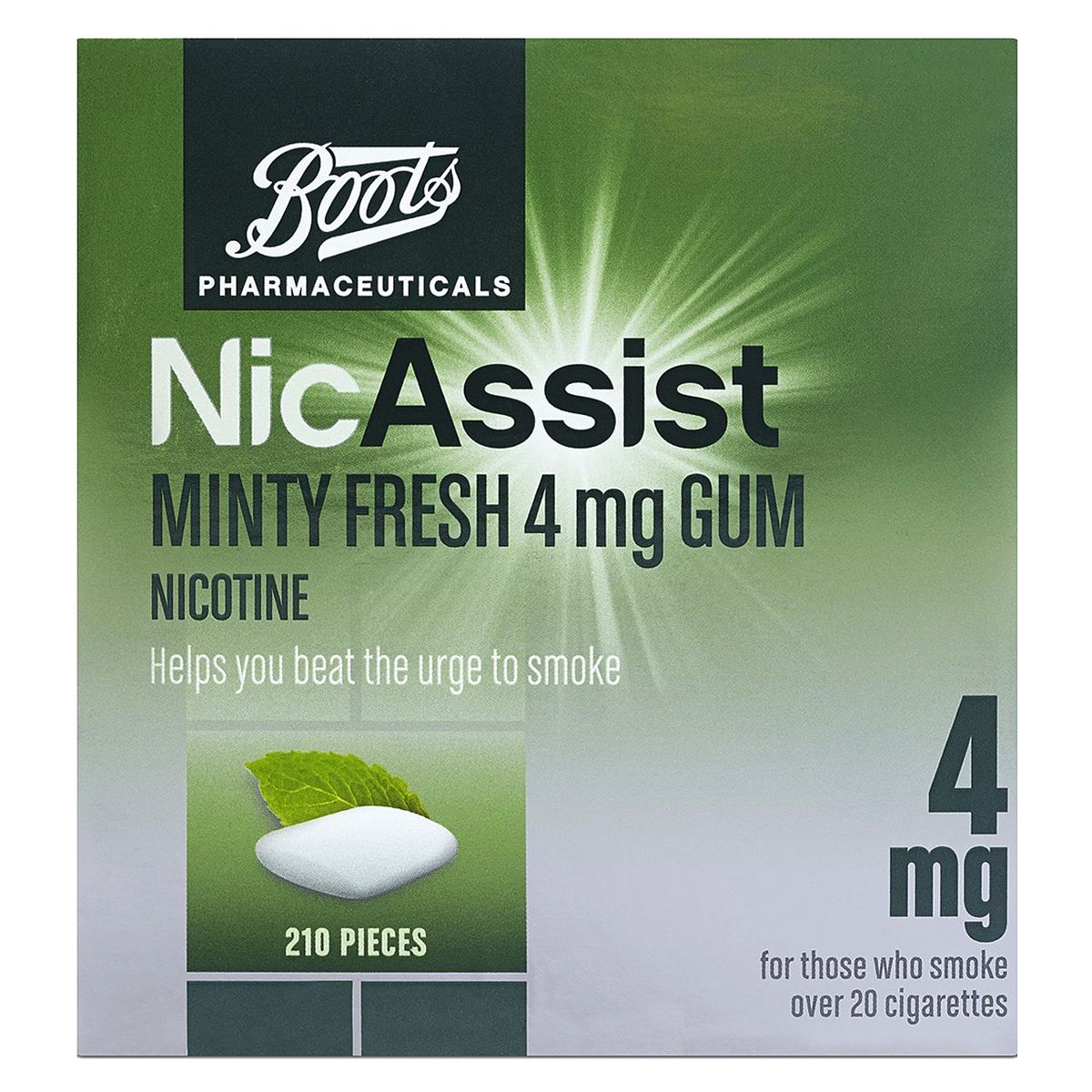 Boots Nicassist Minty Fresh 4Mg Gum - 210 Pieces