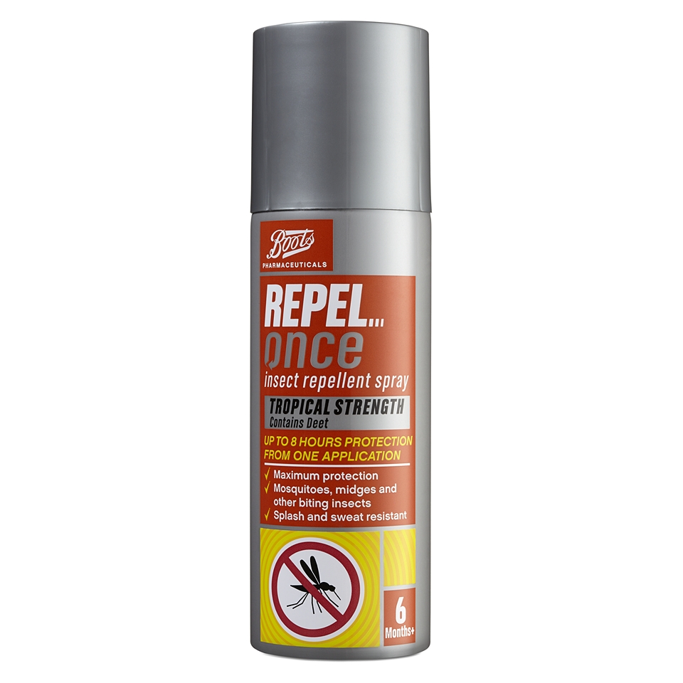 Boots Pharmaceuticals Repel Once Insect Repellent Aerosol Spray 125ml 