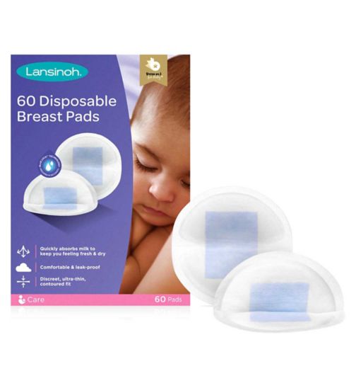 Lansinoh Disposable Nursing Breast Pads with Blue-Lock core pack of 4 x 60 pa... 