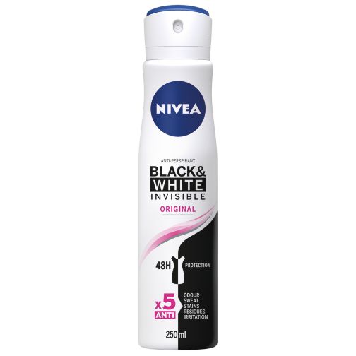 NIVEA Anti-Perspirant Deodorant Spray, Black & White Original, 48 Hours Deo, 250ml